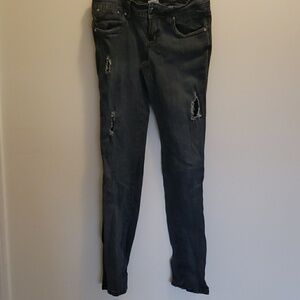 Hydraulic Distressed Skinny Jeans